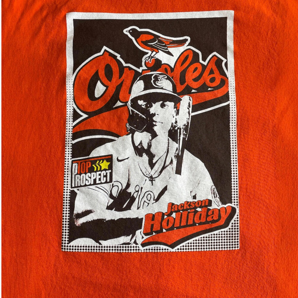 Baltimore Orioles Jackson Holliday SGA Shirt Medium Orange 2024 Debut Tee CLEAN! - Picture 3 of 7